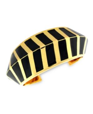 Vince Camuto Bracelet Gold-Tone Black Enamel Chevron Cuff Bracelet.jpg